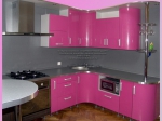Кухня розовая на заказ - № 559